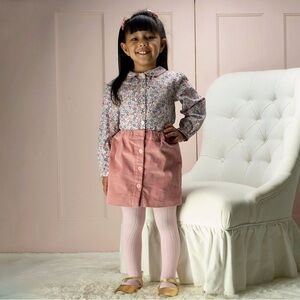 Rachel Riley London Pink Floral Cotton Blouse | Girls 4Y | Peter Pan Collar